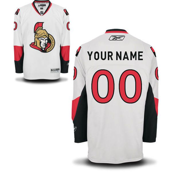Reebok Ottawa Senators Men Premier Away Custom NHL Jersey - White->->Custom Jersey